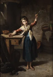 Fille faisant des bulles de savon